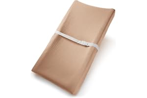 Comfy Cubs Muslin Fitted Changing Mat Cover - 100% Cotton, Soft & Breathable, Universal Fit Baby Changing Pad Cover for Flat & Curved Mats - Machine Washable & Gentle on Baby’s Skin - Cedar