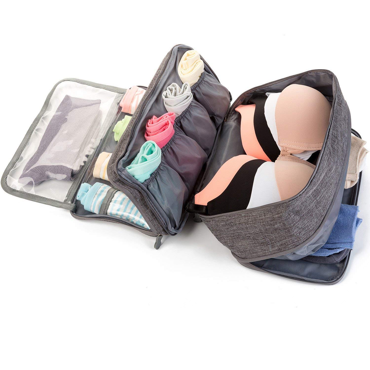 Egab Portable Bra Underwear Organizer Travel Toiletry Organizer Bag Makeup Organizer Case