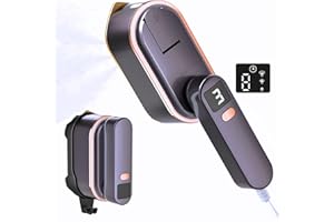 AOFENTOP Travel Clothes Steamer Portable Iron - LCD Screen 2 in 1 Powerful Steam Clothing 150ML Wrinkles Remover for Garments,3 Steam Levels Output,10S Fast Heat-up,Iron for Travel,Home,Office（Purple）