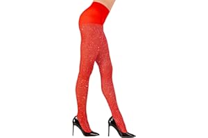 Widmann - Glitzerstrumpfhose, 40 DEN, Rot, Weihnachten, Karneval, Mottoparty