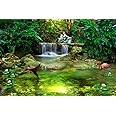 Nature Wallpaper, Decorative, Scenic Forest View of waterfall and river, Green Wall Decorative with Self Adhesive Wallpaper/Painting/ Poster/Scenery (Multi N E 14, 6x4)