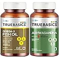 TrueBasics Omega 3 Fish Oil (60 Capsules) & Ashwagandha, 600mg of KSM 66 Ashwagandha (60 Capsules) | Combo Pack