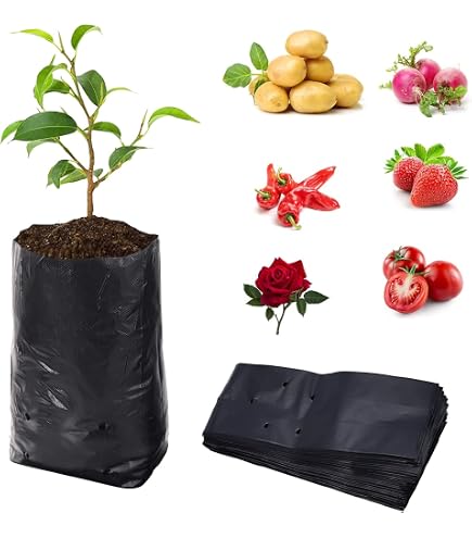 HEIBTENY Lot De 100 Sacs De Culture Pour Plantes – Pots De Croissance Épais 17x25cm Ou 17x30cm, Idéal Légumes Fruits Fleurs