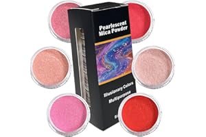 Luckymica Poudre de Mica Printemps, 6 Couleurs Mica pour Résine Époxy, Set de 6 Pigments Portables pour DIY, Savon, Nail Art, Bougies et Loisirs Créatifs