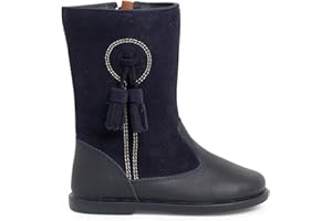 Pisamonas Botas Niña Piel y Serraje Borlas