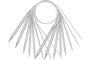 FULUSHOUXI 8 Stück Rundstricknadeln Set, Edelstahl 40cm Lang Stricknadeln Metall Professionelle, Sockenstricknadeln Garnnadeln für Hut Socken Schal Mützen Webprojekte 2mm/3mm/4mm/5mm/5,5mm/6mm/8mm/10mm