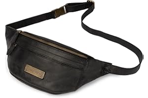 DRAKENSBERG Skórzana saszetka nerka "Mel" dla kobiet i mężczyzn – saszetka biodrowa i saszetka na pasek w stylu vintage, 2 l, Vintage czarny, Einheitsgröße, torba na ramię