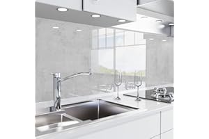 danario Rivestimento Paraschizzi Cucina Adesivo da Parete - Effetto Vetro - Spesso e Rigido - Ignifugo e Resistente all'Acqua - 0,8 mm - Cemento - Campione