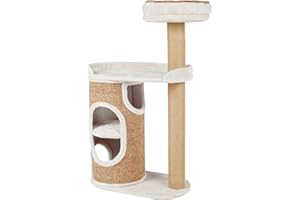 TRIXIE Falco 2-Story Cat Condo with Scratching Post, Two Platforms, Light Gray/Light Brown (44416), 117 cm