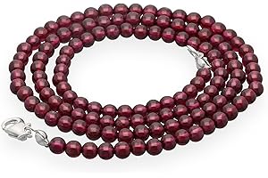 Lebensquelle Plus Edelstein Kugelkette + 925 Silber Verschluss | Ø 4mm Kugeln Karabinerverschluss 45cm lang | Hochwertige Kette