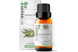 SenseLAB Olejek eteryczny eukaliptusowy - Naturalny 100% czysty olejek eukaliptusowy o jakości terapeutycznej do dyfuzora aromaterapeutycznego - Pielęgnacja włosów i ochrona zewnętrzna (10 ml)