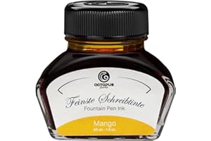 Octopus Fluids Tinta de pluma estilográfica en tinta de vidrio, Tinta para pluma estilográfica, Tinta estilográfica en Mango 30ml tintero, Tinta para caligrafía