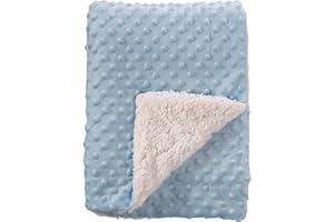 CREVENT Manta acogedora y esponjosa, suave, ligera, cálida y cálida con respaldo de sherpa, para bebé, regalos para bebés y niños de invierno para todas las estaciones (30x40 pulgadas, punto azul)