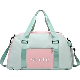 Storite Travel Backpack with Shoe Compartment, Green/Pink, 46x23x25 cm | Water Resistant Nylon, Lightweight, Dry & Wet Pocket