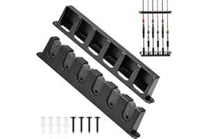 LUVZOOR Porta Canne da Pesca da Muro, Portacanne Parete Supporti per Canne da Pesca 6 Combo per Canne da Pesca