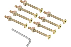 PATIKIL M6 x 65mm Bunk Bed Bolts, 8 Pack Hex Drive Socket Cap Barrel Screws Bolt Nuts Assortment Kit with 1Pcs Wrench for Furniture Bed, Zinc Color