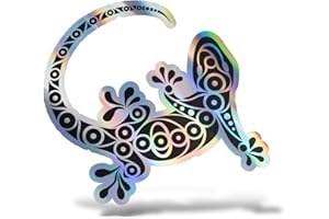 Erreinge® Adesivo Olografico 10 cm Lucertola Geco Tribale Sticker stampato per Auto Moto Parete Paraurti Computer Portatile Bagagli Biciclette