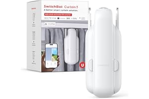 SwitchBot Smart Automatischer Vorhangöffner - Bluetooth Fernbedienung mit App/Timer, Aufgerüsteter Hochleistungsmotor, Kompatibel mit Alexa, Google Home(SwitchBot Hub erforderlich) (Curtain 3, U Rail)