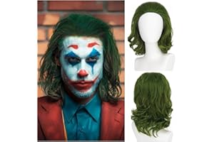 ‎MILDISO Joker Perücke Herren Wig Kurze Wellige Perücken Grün für Männer Kostüm Natürliche Niedliche Perücken für Clown Cotume Fasching Karneval Kostüm DE093