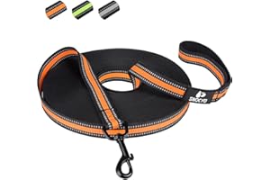 Snocyo Guinzaglio per cani da 3m, robusto guinzaglio per cani di taglia piccola, media e grande, guinzaglio da allenamento con impugnatura imbottita, moschettone rinforzato e custodia, arancione