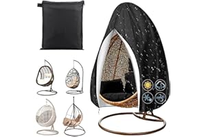 DEVENIRRICHE Patio Hanging Egg Chair Cover, Waterproof Heavy Duty Swing Oxford Egg Chair Covers with Zipper, Outdoor UV-Anti & Windproof Hanging Egg Chair Covers, 210D Large Garden Furniture Protector, 200*230CM