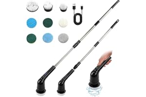 Journeyside Spazzola Elettrica per Pulizia, Spazzola Elettrica Rotante con 9 Testine Sostituibili 2 Velocità di Rotazione,Spazzola Pulizia Doccia,per Bagno,Piastrelle,Cucina e Auto, IPX7