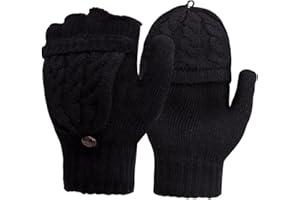 DIGITEK Women's Gloves Fingerless Mittens - Winter Warm Gloves Heat Weaver Cable Knit, Half-Finger Gloves for Ladies and Girls - Christmas Birthday Gift