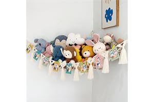 SDHIIOLP Toy Storage Hammock For Stuffed Animals, Boho Macrame Wall Hanging Mesh Net 104x140cm, Plush Toy Storage Net, Plush Animal Toy Organizer for Bedroom Playroom, Keep Baby Kids Room Nursery Tidy