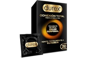 Durex Conexión Total Preservativo Ultra Fino Plus sin Látex con Tecnología Body Feel que Transmite Mejor el Calor Corporal, 20 Condones