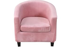Souarts 2 Piece Velvet Tub Chair Slipcover Stretch Armchairs Chair Cover Elastic Removable Washable Tub Chair Covers Protectors for Room Living Room Office Reception