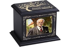 WOODURN Cremation Urns for Human Ashes Adult Male Female Wooden Urn Box and Coffin for Men Women Funeral Memorial Urns for Adults up to 440 lbs