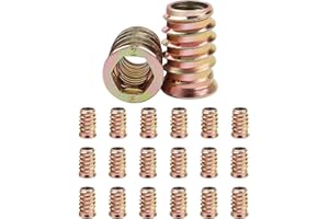 JEBOLER 20 dadi filettati M10 (10 mm) x 25 mm per legno, dadi esagonali a bussola M10 flangiati M10, dadi esagonali in acciaio al carbonio zincato, per mobili in legno