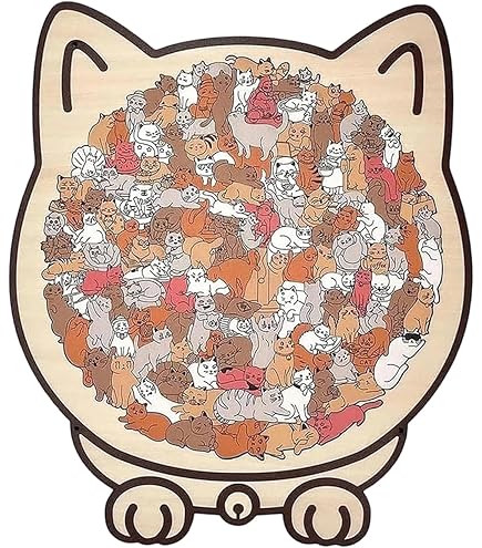 Puzzle De Madera De 135 Piezas Con Forma De Gato En Color Morandi - Divertido Y Antiestrés, Para Enmarcar Después