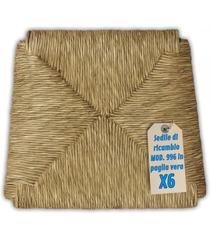 Set 6 Ricambi Seduta In Paglia Per Sedie L39xl35xh3 Cm Made In Italy