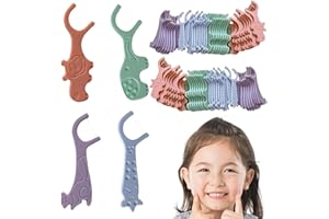 SZTQQING 80 pezzi filo interdentale per bambini 4 forme di animali colori vivaci per la pulizia dei denti con manico adatto ai bambini per viaggi e uso quotidiano