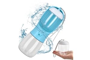 Shengxi Dog Water Bottle 2 in 1 Portable Pet Water Bowl with Food Container Leak Proof Dog Travel Water Bottle for Cat Puppy Food Grade Outdoor Water Dispenser for Walking (Blue, 300ML)