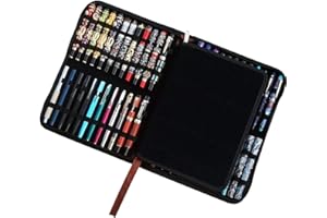 Lanxivi® Wieczne pióro kulkowe, kawowe, brązowe, duże etui na długopis ze skóry PU, uchwyt na 48 długopisów (kawowy)