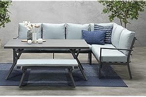 Garden Impressions Hohe Dining Aluminium Lounge Sergio rechts, inklusive wasserabweisender Kissen und extra hoher Rückenlehne