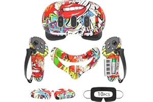 Tyasoleil Zubehör Kompatibel mit Oculus Quest 3, Silikon-Abdeckungs-Set Kompatibel mit Meta Quest 3, VR-Zubehör-Set, inklusive Controller-Griff-Lederabdeckung (Graffiti)