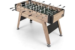 COSTWAY 54" Football Table, Free Standing Foosball Game with Bead Style Scoring Device, Adjustable Leg Levelers, Competition Sized Soccer Arcade for Adults, Kids, Indoor Room Sport