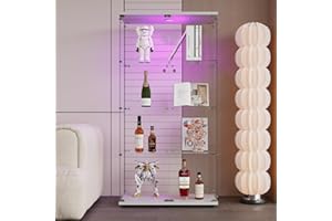 DGCZYXGL Vitrina de cristal, 4 estantes, armario de almacenamiento de cristal con pie, vitrina LED, doble puerta, vitrina para colección, dormitorio y sala de estar, 80 x 36 x 163 cm (doble puerta con luz,