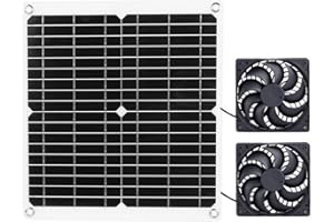 Dixhills Ventilador solar doble de 12 W, extractor solar, para casas de mascotas al aire libre, invernaderos, cobertizos, entrada o salida de aire.