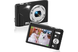 FamBrow Autofocus Vlogging Camera - FHD 1080P, 48MP with 16X Digital Zoom, Compact, Portable, Mini Camera for Teens, Kids, Adults & Beginners - Space Black