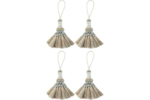 Fenghuangwu Set of 4 Elegant Polyester Tassel Colorful Craft Tassels Charms Key Tassel DIY Accessories for Curtain and Home Decor (Blue)