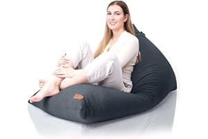 Aiire Modelos de Puff Salon de Diseño - Puf Gigante XXL Moderno con Relleno Incluido para Decoracion Habitacion Juvenil - Bean Bag Gamer, Puffs Infantiles o Cojin de Suelo Gris Oscuro