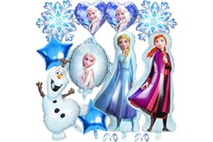 TYDEUS Ballon Anniversaire Princesse, Decoration Anniversaire Fille, Ballons Helium en Aluminium Bleu, Ballons Flocon de Neige Pentagramme Princesse Pour Enfant Fête