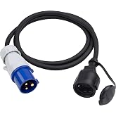 Meister 7425300 &ndash; EEC Adapter Cable 1.5 m EEC Connector and Contact Protection Connector &ndash; Heavy Duty Rubber Cable H07RN-F3G