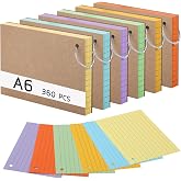 360 Sheets of A6 Ruled Cards, 6 Colours | Cards with Ring for Moderation Learning Vocabulary Index for Notes and Portable Stu