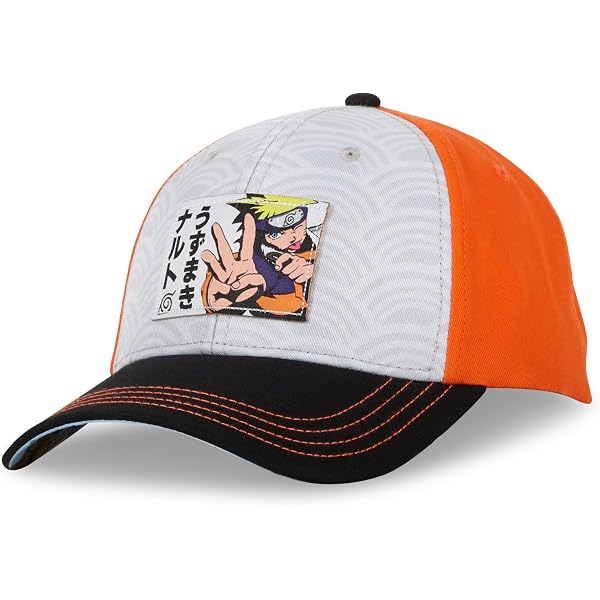 Casquette Naruto Comic Studio - Konoha, Bleu/orange, Patch 3D, 100% Coton, Réglable, Unisexe