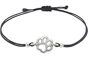 Selfmade Jewelry Bransoletka z nadrukiem łapy srebrna (rozmiar regulowana) ręcznie robione bransoletki na szczęście modna biżuteria dla kobiet/dziewcząt zapakowana na prezent